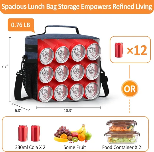 Vista 3 de Vankor Bolsa de Almuerzo Aislante para Hombres y Mujeres, Lonchera Reutilizable a Prueba de Fugas Bolsa Térmica Portátil de Almuerzo con Correa