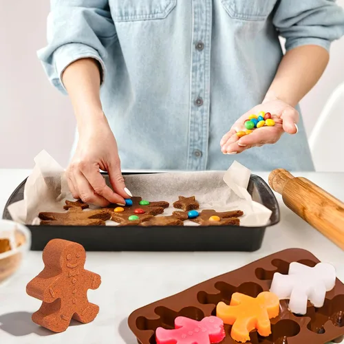Vista 7 de Molde de silicona para hornear, molde de chocolate para hombre de jengibre, molde de jabón para bricolaje