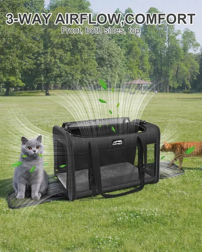 Vista 6 de Transportador de gatos para perros pequeños, medianos y grandes, transportador de gatos de lados suaves, transportador de viaje para mascotas, bolsa