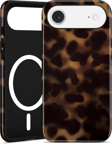 Vista 138 de Jusy Compatible con MagSafe Brown Tortoise Shell Print Phone Case para iPhone 7/8/SE, funda protectora magnética de lujo de TPU suave