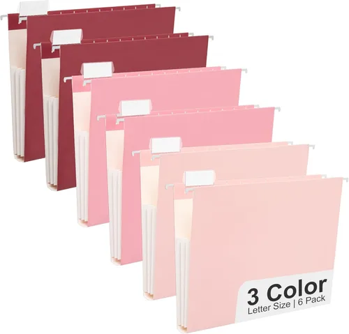 Vista 24 de Y YOMA Tamaño carta, paquete de 6 carpetas colgantes de acordeón con capacidad adicional, carpeta decorativa reforzada, carpeta expandible
