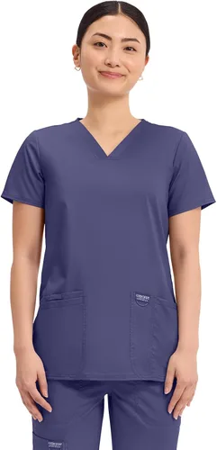 Vista 10 de Workwear Revolution Mujeres Scrubs Top V-cuello WW620 Negro