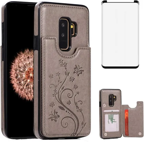 Vista 8 de Funda de teléfono para Samsung Galaxy S9 Plus con protector de pantalla de vidrio templado y tarjetero con soporte para tarjetero, accesorios