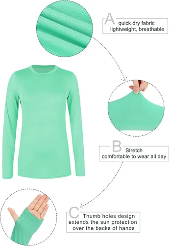 Vista 6 de Century Star UPF 50+ - Camiseta de natación de manga larga para mujer, protección solar UV, protección contra erupciones, entrenamiento, senderismo