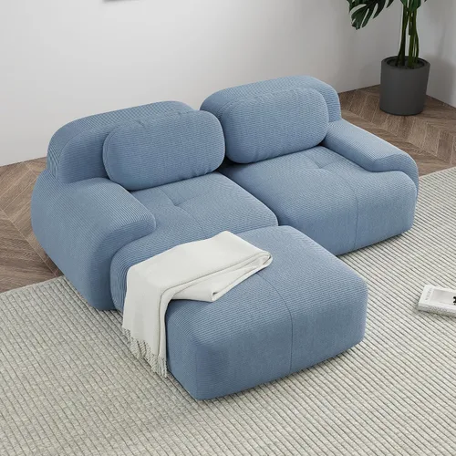 Vista 37 de Sofá sin hueso de 82 pulgadas, cómodo sofá cama de dos plazas, sofá comprimido con asiento profundo, sofá nube de pana para sala de estar