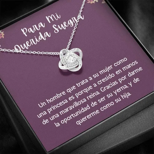 Vista 3 de Para mí Querida suegra Regalo del día de la madre, Regalo para suegra español, collar de suegra español, circonita