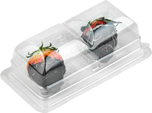 Vista 11 de Restaurantware Thermo Tek - Contenedores de postre de 5.3 x 2.6 x 1.8 pulgadas, 100 compartimentos duales transparentes para llevar, con tapa