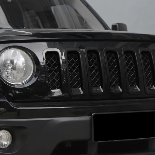 Vista 6 de 7 piezas de insertos de parrilla delantera con cubierta de rejilla para Jeep Patriot 2011-2016 (negro)