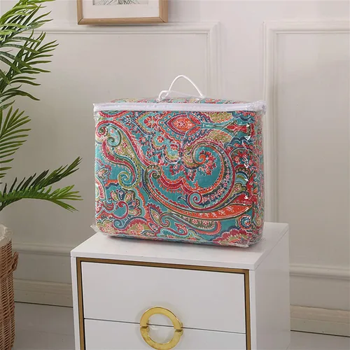 Vista 6 de Newrara Jacquard estilo algodón 3 piezas patchwork colcha Boho edredón juegos Queen (rojo)