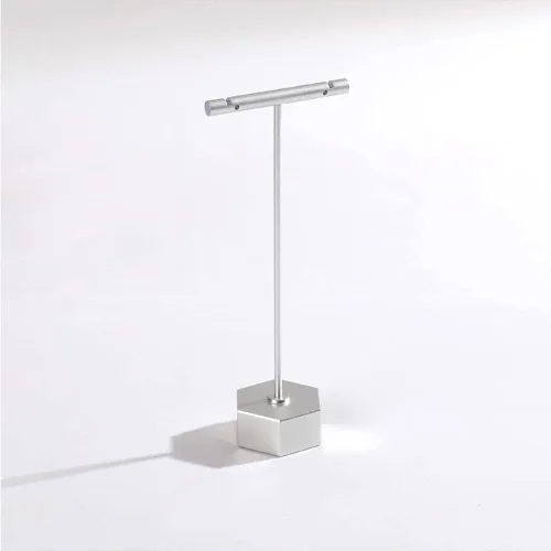 Vista 7 de GISELA D 4 soportes de exhibición de metal plateado para arete en T para exhibición, joyería en línea tiendas en línea accesorios de exhibición
