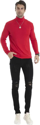 Vista 79 de Camiseta de manga larga para hombre, ajustada, ligera, con cuello de tortuga