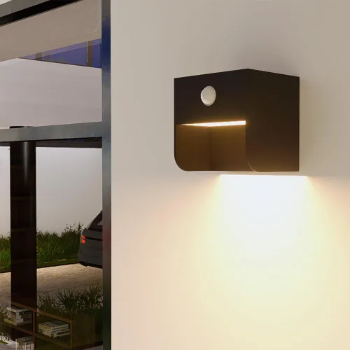 Vista 9 de Lámpara solar de pared para exteriores, paquete de 2 luces para porche, sensor de movimiento, lámpara de pared del atardecer al amanecer