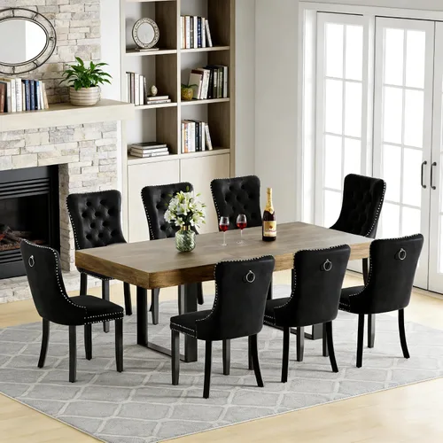 Vista 47 de Juego de mesa de comedor extensible de 5 piezas para 4, mesa de cocina de madera marrón de 63-78.7 pulgadas con 4 sillas acolchadas beige, juego