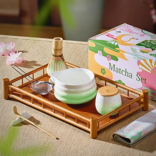 Vista 2 de Gifts for Women, Pink Matcha Set for Tea Lovers with Bowl and Caddy Verde