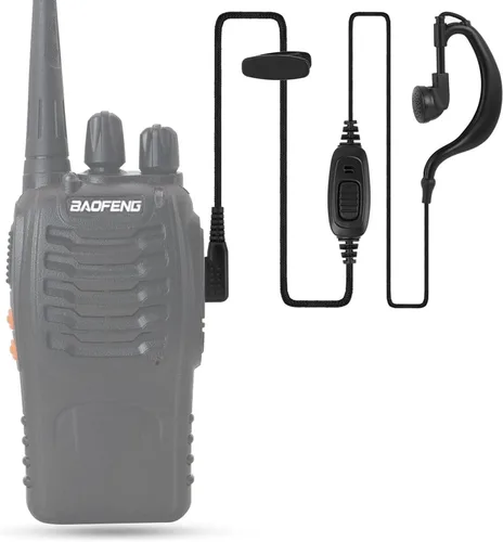 Vista 2 de Auricular Walkie Talkie con micrófono de un solo cable auricular de radio bidireccional para Baofeng UV-5R BF-888S Arcshell Retevis H-777 RT21 RT22