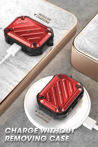 Vista 6 de SUPCASE Unicorn Beetle Pro Series - Funda diseñada para Airpods Pro (2023/2022/2019), funda protectora resistente de cuerpo completo con mosquetón