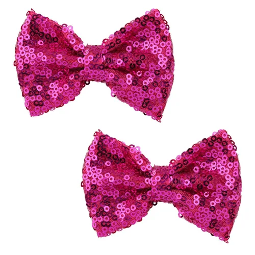 Vista 15 de Love Fairy - Horquilla de lazo con purpurina de 3 pulgadas, clip de lentejuelas brillantes para niñas, adolescentes y mujeres (negro)