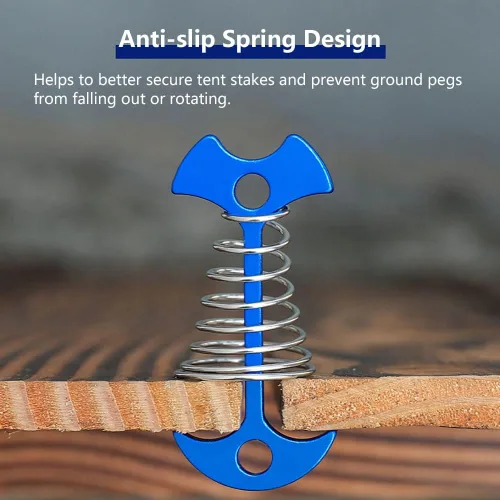 Vista 6 de Fishbone - Estacas de anclaje para cubierta con mosquetones, estacas de aluminio para tienda de campaña con hebilla de resorte, resistente al viento