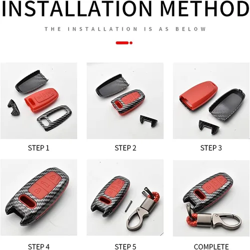 Vista 9 de SANRILY Funda para llavero de 3 botones para Audi A8 A6 A7 C8 Q8 Q7 E-Tron 2019 2020 sin llave con control remoto de entrada sin llave ABS funda