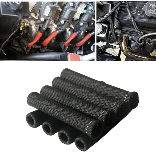 Vista 8 de Cable de bujía, protección térmica, manga de calor, protección de cable de bujía, cinta térmica de alta temperatura de 2500 grados, paquete de 8 Azul