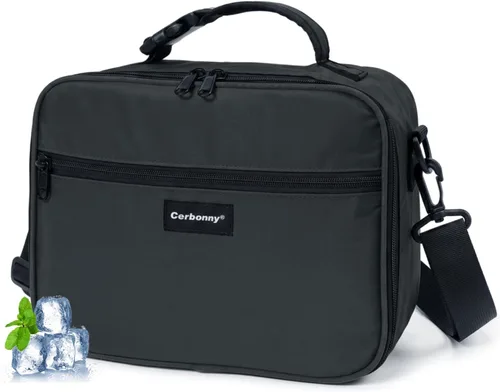Vista 20 de Cerbonny Lonchera para niños, bolsa de almuerzo aislada para niñas y niños, poliéster duradero con forro de PEVA, correa de hombro ajustable, 10.8