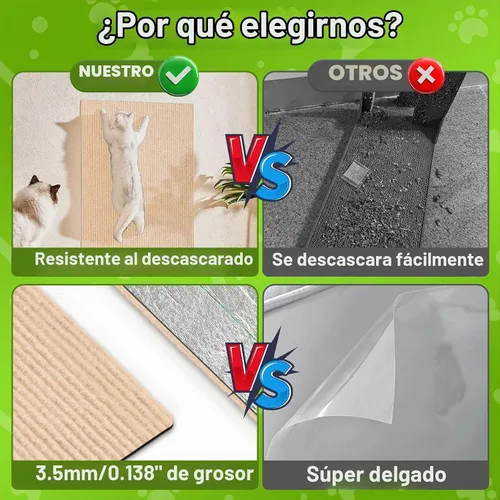Vista 2 de ENONCI Protector de esquina de pared de sofá de 23.6 x 15.8 pulgadas para gatos de interior, protector de muebles antiarañazos contra arañazos