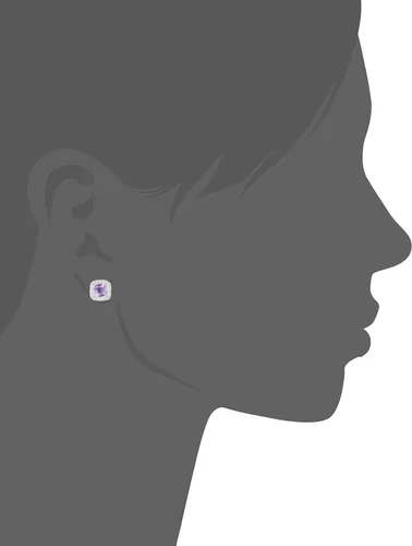 Vista 4 de Amazon Essentials Aretes de plata de ley con piedra natal de corte cojín y zafiro blanco creado (anteriormente colección Amazon)
