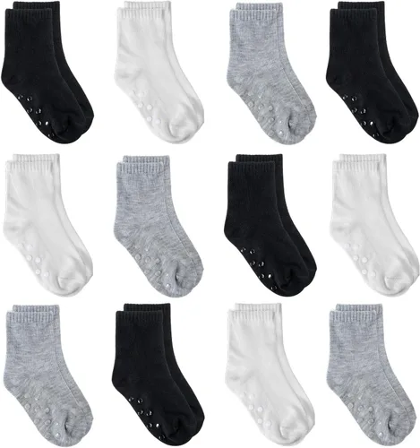 Vista 7 de Tenpluszero 12 pares de calcetines antideslizantes para niños pequeños con puños para bebés niños y niñas