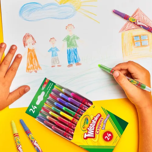Vista 6 de Crayola Twistables - Crayones para niños (24 unidades) sin afilar, suministros para colorear para niños pequeños, menos desorden, relleno de media