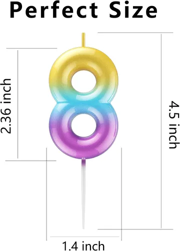 Vista 53 de Velas de número 9 arcoíris con número 3D para decoración de fiesta de pastel de cumpleaños, suministros de celebración de aniversario de boda