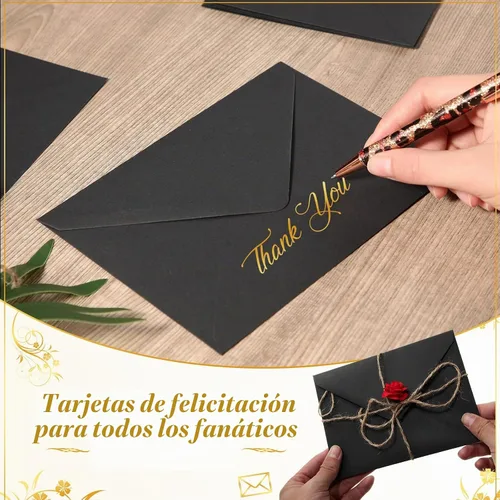 Vista 6 de Teling Paquete de 200 sobres negros de 5 x 7 pulgadas para invitación