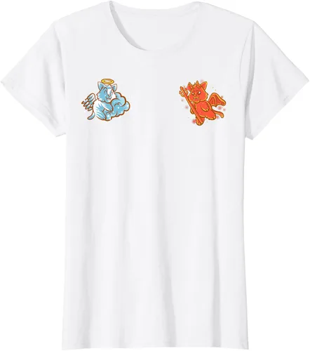 Vista 19 de Camiseta de gato ángel y diablo sentado en tu hombro Nerd Kitten, Negro