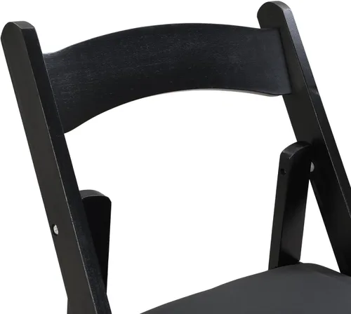 Vista 6 de Wood Folding Chair, Folding Chairs Set of 4, Upholstered Dining Chairs with Black Cushion, Stackable Collapsible Chair for Outside Indoor, Accent