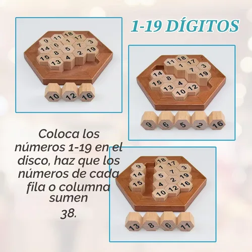 Vista 2 de KINGOU Rompecabezas de madera Lógica Rompecabezas de números de juguete intelectual