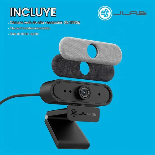 Vista 9 de JLab Epic Cam, cámara web USB 2K, enfoque automático, micrófonos duales, negro