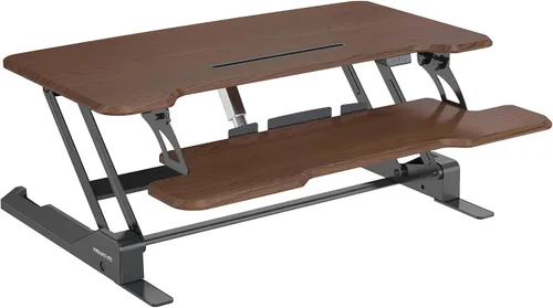 Vista 10 de Mount-It! Convertidor de escritorio eléctrico de pie con mesa de 38 pulgadas, elevador de escritorio de pie ajustable en altura, elevador