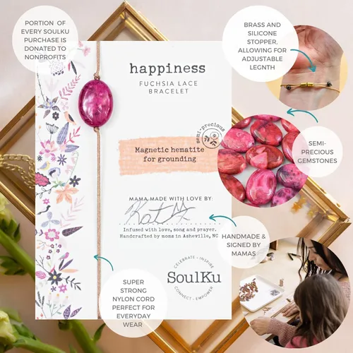 Vista 3 de SoulKu Pulseras All One, joyería de piedras preciosas curativas hechas a mano, joyería de motivación para mujeres, cordón de nailon con tapón