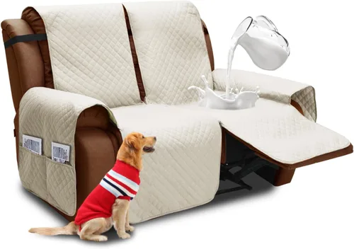 Vista 75 de XINEAGE Funda para Sillón Reclinable Resistente al Agua, Fundas Antideslizantes para Silla Reclinable con Bolsillos, Fundas Acolchadas Gruesas