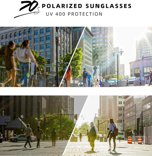 Vista 3 de QALLY Womens Retro 70s Polarized Sunglasses Classic Large Square Sunglasses with Vintage Plastic Frame