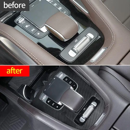 Vista 3 de Cubierta de consola central de fibra de carbono real para Mercedes-Benz GLE W167 C167 Coupe 350 53 63 S GLS X167 450 580 63 AMG accesorio