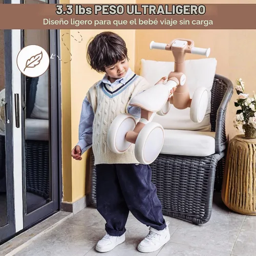 Vista 5 de Baby Balance Bike for 1 Year Old Toddlers, First Birthday Gift Toy Marrón