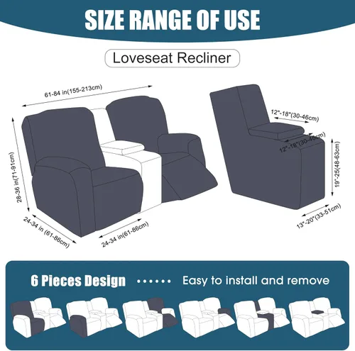 Vista 23 de Gennia Funda Impermeable para Silla Reclinable, Fundas Elásticas para Sofá Reclinable con Bolsillos, Fundas Lavables para Silla Reclinable Lazy Boy