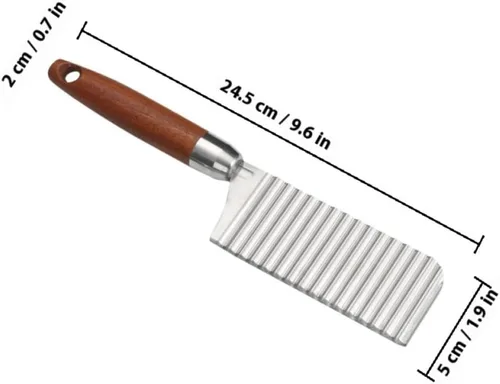 Vista 2 de SHINEOFI Cortador de patatas arrugadas de acero inoxidable, hoja ondulada, picador de papas fritas francesas para verduras, zanahorias y papas