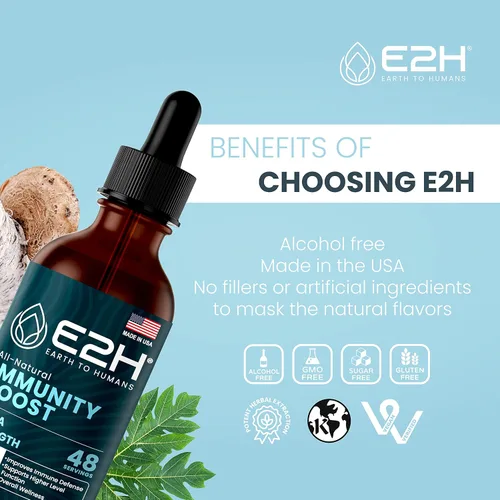 Vista 8 de E2H - Suplemento avanzado de defensa inmunológica, refuerzo inmunológico totalmente natural, suplementos de apoyo inmunológico, gotas - Contiene