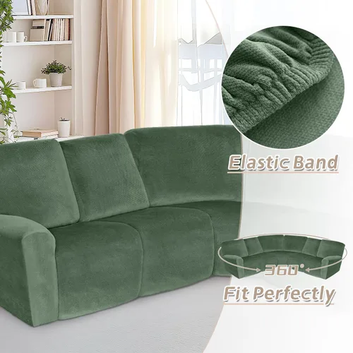Vista 141 de Arfntevss Fundas de sofá seccional reclinable de terciopelo, Funda de sofá seccional de esquina para sofá reclinable, Funda elástica suave