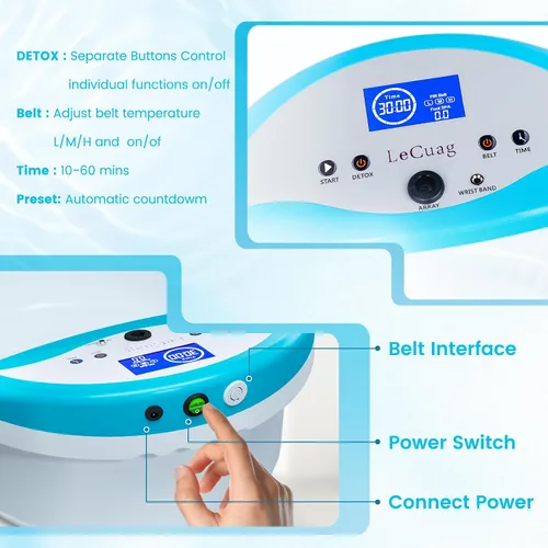 Vista 3 de LeCuag Máquina de desintoxicación iónica para baño de pies, máquina de spa de pies iónico para uso doméstico, incluye bañera de remojo de pies