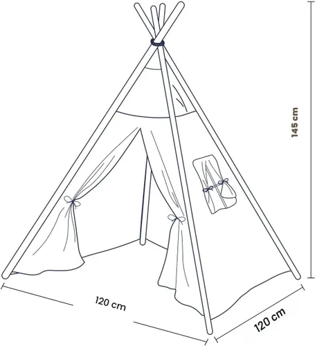 Vista 6 de Tienda de campaña tipi para niños, tienda de campaña con alfombra, casa de juegos para interiores y exteriores, lona india Tipi Wigwam, tipi Chevron