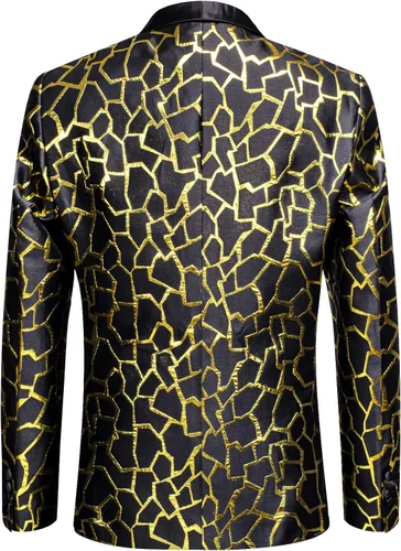 Vista 2 de Hi-Tie Chaqueta de traje para hombre, chaqueta de un botón, chal, solapa de manga larga, abrigo de vestir de diseñador para baile de graduación