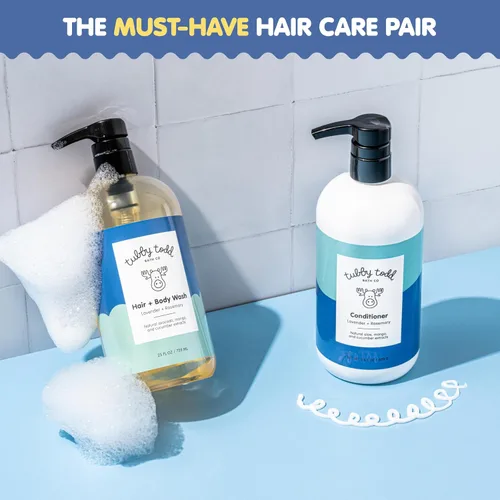 Vista 2 de TUBBY TODD Hair Duo - Juego de champú y acondicionador para bebés, cuidado del cabello suave e hidratante, hipoalergénico, no irritante, para recién