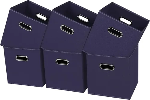 Vista 27 de Contenedores de almacenamiento de tela negra, 13 x 13 x 13 pulgadas, cajas de almacenamiento plegables con doble asa, caja organizadora de tela